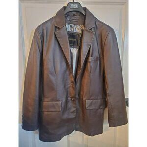 Excelled 100% Leather Men's size Medium Jacket/blazer w/button closure BROWN